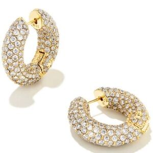 KENDRA SCOTT MIKKI PAVE HOOP EARRINGS IN GOLD. NWOT